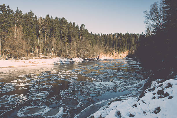 istock frozen river in winter - retro vintage 466115810