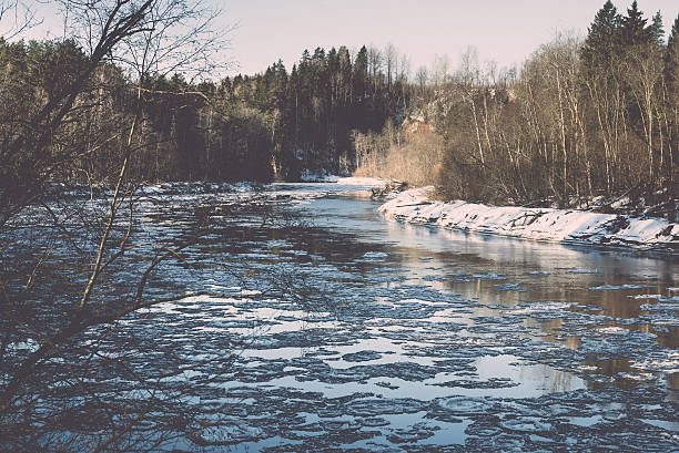 istock frozen river in winter - retro vintage 466115816