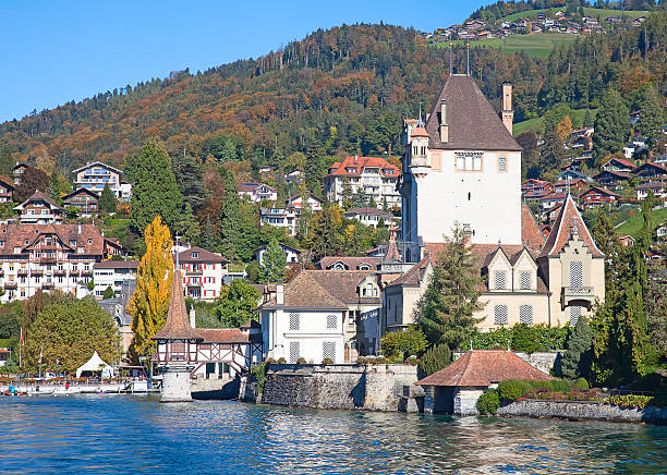 oberhofen - lake thun swiss culture berne castle imagens e fotografias de stock