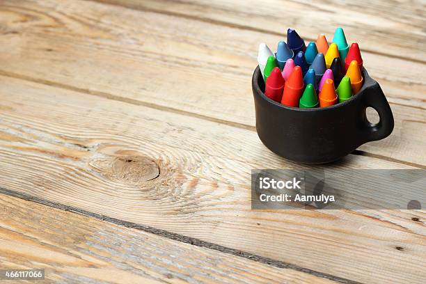 Black Mug With Oil Pastel Crayons Stock Photo - Download Image Now - 2015, Animal, Art