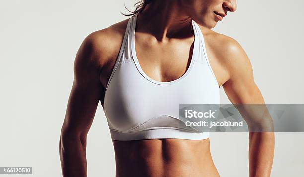 Fit Woman In Sports Bra Stock Photo - Download Image Now - Sports Bra, Women, One Woman Only