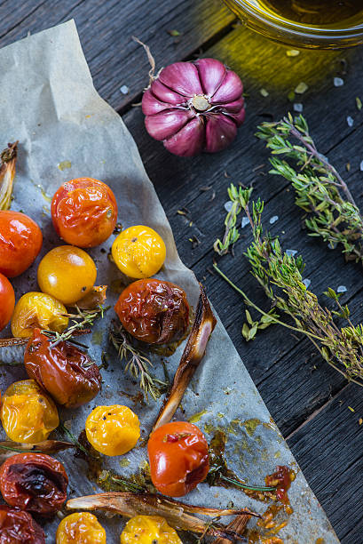 istock Helthy clean eating,roasted tomato with herbs from above 466124136