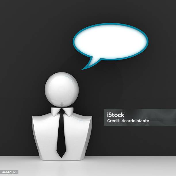 3d Businessman With Speech Bubble Stock Photo - Download Image Now - Adult, Adults Only, Asking