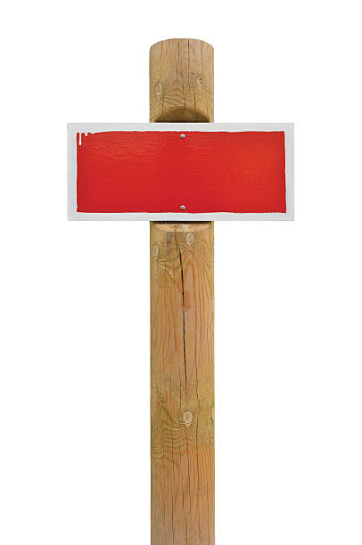 istock Red hand painted prohibition warning sign board horizontal metal signage 466130632