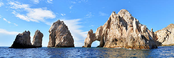The Cabo San Lucas Arch Panorama Mexico Harbor The Arch of Cabo San Lucas Panorama Mexico Harbor cabo san lucas stock pictures, royalty-free photos & images