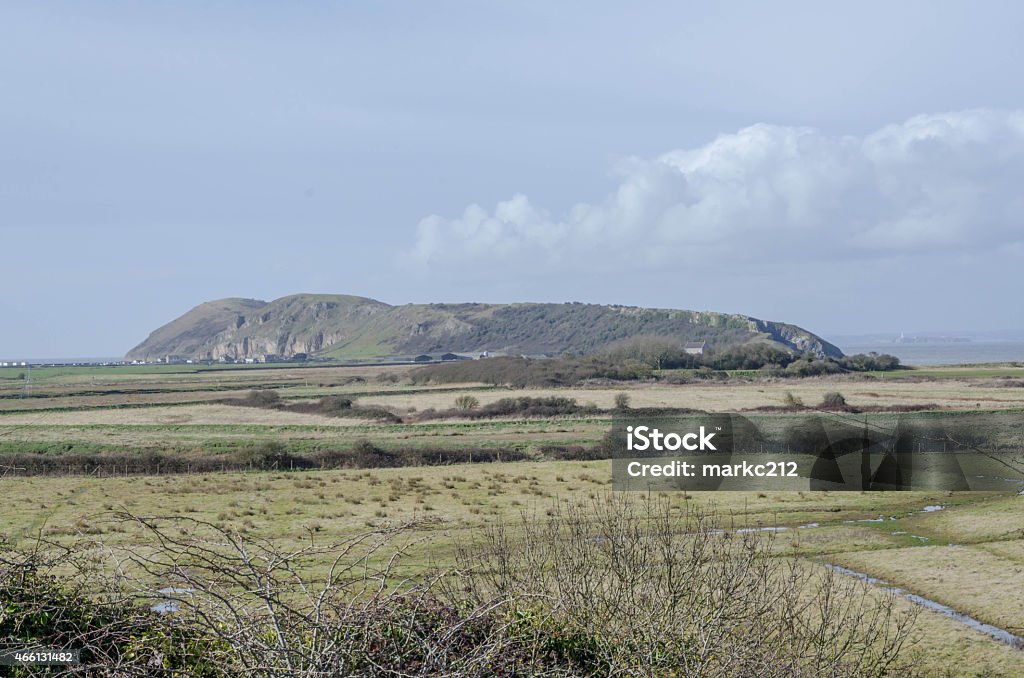 brean down the view over fields to brean down in somerset United Kingdom Fort Stock Photo