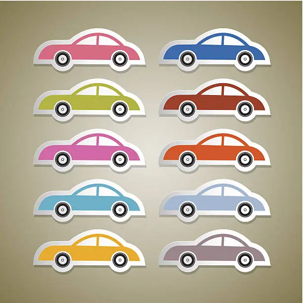 Vector illustration of Paper Cars Set