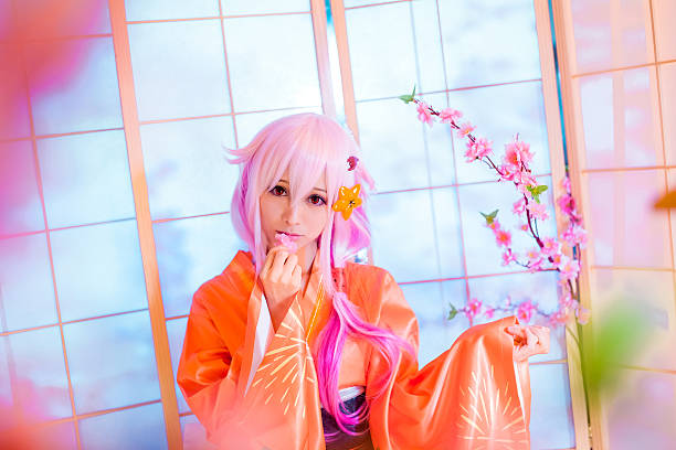 sexy cosplay girl sakura Washitsu in tatami room sexy cosplay girl sakura Washitsu in tatami room tales of demons and gods manga stock pictures, royalty-free photos & images