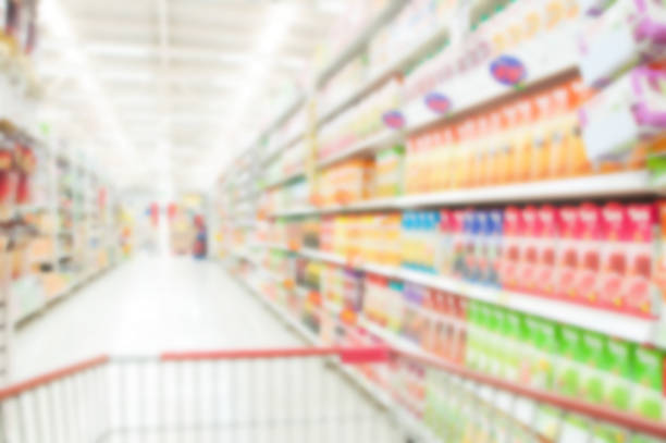 istock Supermarket blur background , Miscellaneous Product shelf 466135068