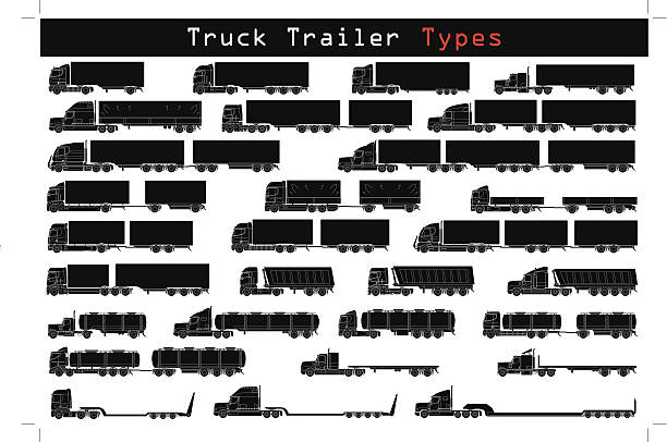 배달차 트레일러 유형 - truck semi truck car transporter vehicle trailer stock illustrations