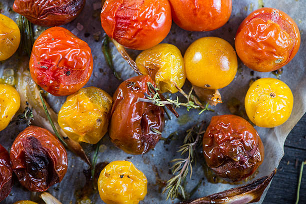 istock Helthy clean eating,roasted tomato with herbs from above 466139760