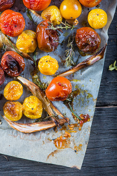 istock Helthy clean eating,roasted tomato with herbs from above 466139762