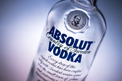 Guangzhou,China - October 6,2014:Bottle of Swedish vodka Absolut.