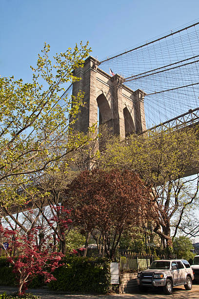 eua-nova york-nova iorque, ponte de brooklyn - brooklyn bridge bridge brooklyn stone imagens e fotografias de stock
