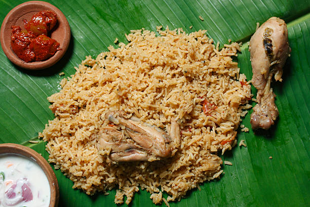 Kerala Style Biryani - Biriyani made with Fried Chicken/Mutton a stock photo