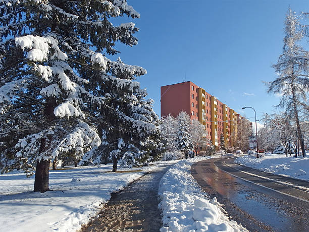 istock Apartment building in winter 466145986