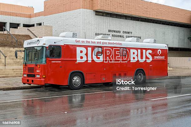 Big Red Bus Stock Photo - Download Image Now - Blood, Blood Donation, Broward County