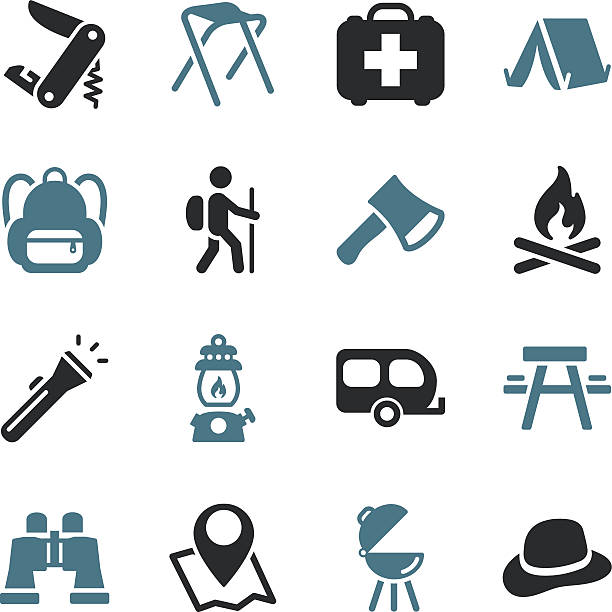 Camping Icons | Color Series Vector File of Camping Icons  film trailer music stock illustrations