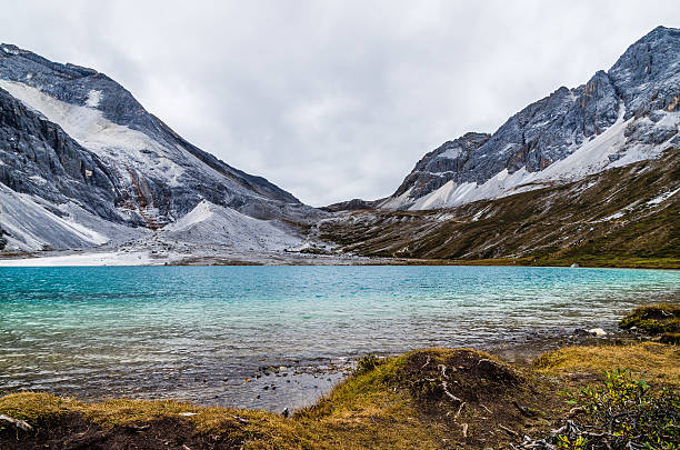 The Milk Lake on plateau in a cloudy day stock photo