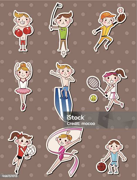 Sport Player Stickers Stock Illustration - Download Image Now - Adult, Animal, Art