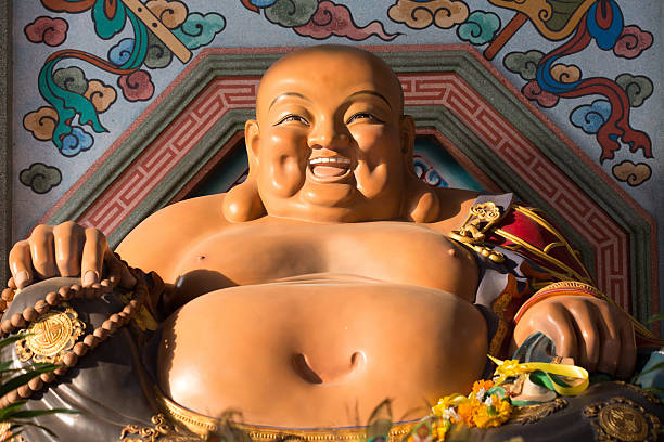 bella felice buddha. - buddha laughing guru smiling foto e immagini stock