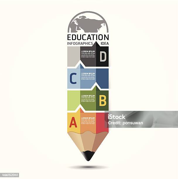 Abstract Education Infographic In Pencil Shape Stock Illustration - Download Image Now - Abstract, Book, Brochure