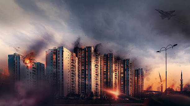guerra na cidade. bairros bombardment civil - donetsk oblast - fotografias e filmes do acervo