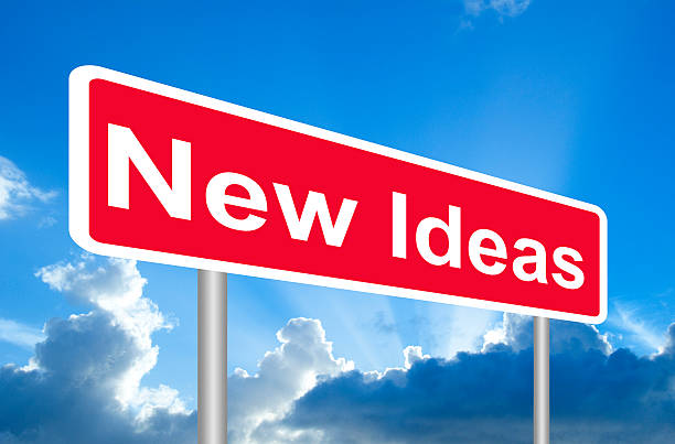 istock New Ideas road sign on blue sky 466154846