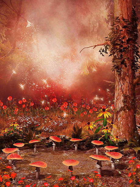 istock Fairy ring of mushrooms and flowers 466155214