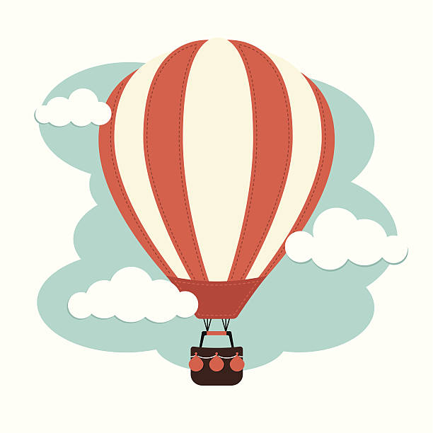 Hot Air Balloon and Clouds A Hot air balloon against a cloudy sky hot air balloon stock illustrations