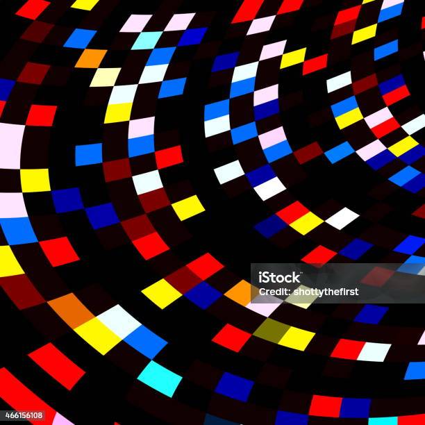 Colorful Squares Mosaic On Black Background Abstract Red Blue Tiles Stock Photo - Download Image Now