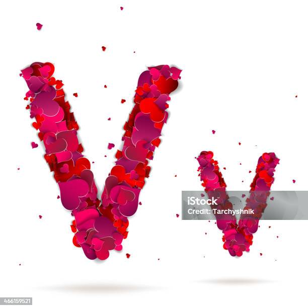 알파벳 V 만든 하트 사랑입니다 알파벳 14에 대한 스톡 벡터 아트 및 기타 이미지 - 14, 2월, 개념