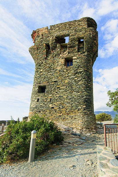 Nonza The tower of Nonza (Tour de Nonza), in Cap Corse, Corsica, France haute corse photos stock pictures, royalty-free photos & images
