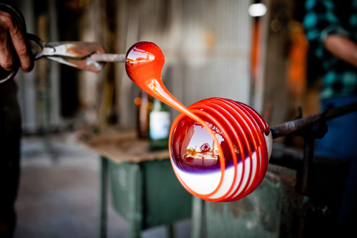glass blowing in factory