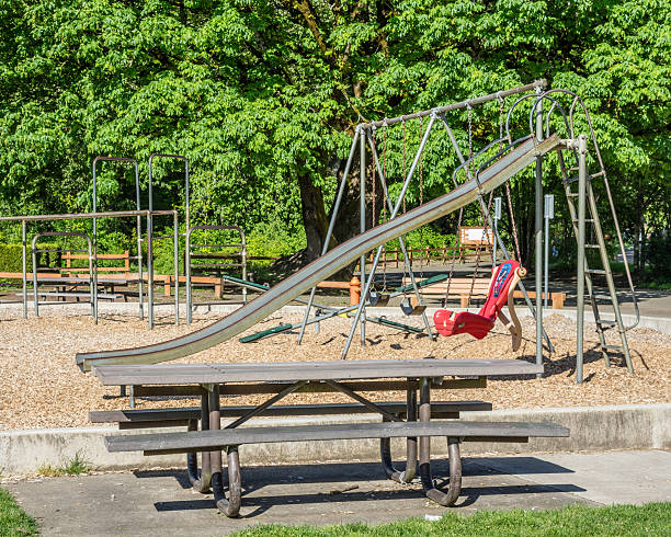 istock Play ground equipment in a park 466163782