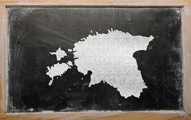 istock outline map of estonia on blackboard 466164390