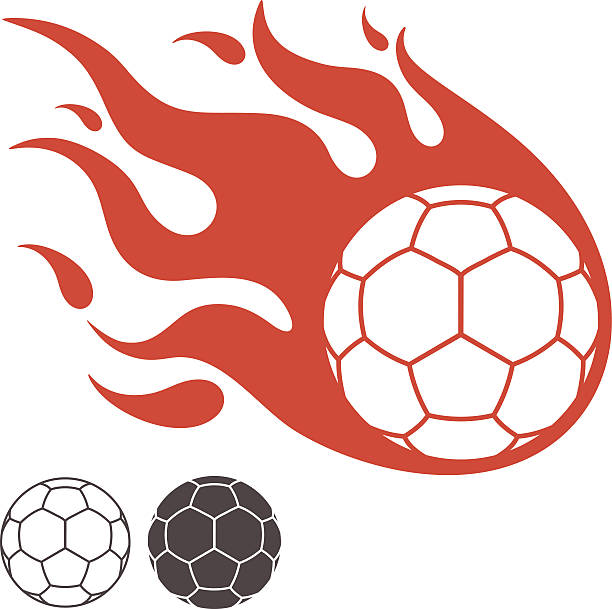 stockillustraties, clipart, cartoons en iconen met handballs on fire digital illustration - handbal