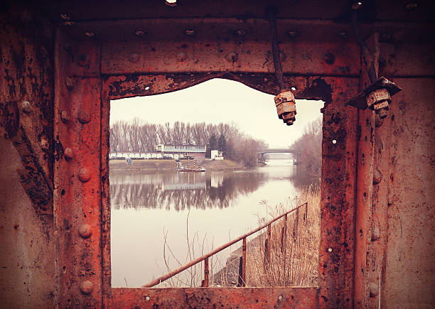 Retro filtered grungy industrial view.