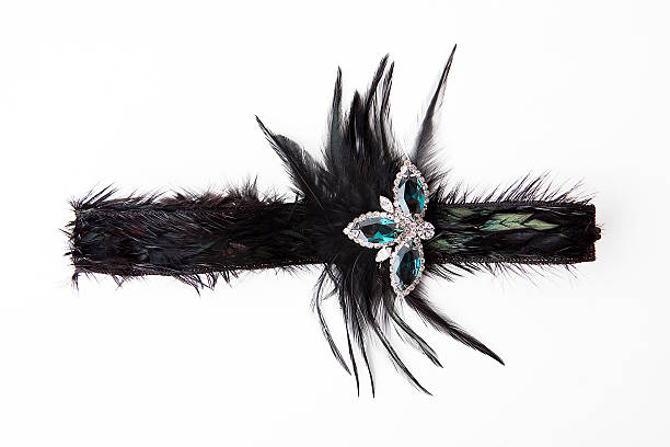 Black feather headband with jewelry