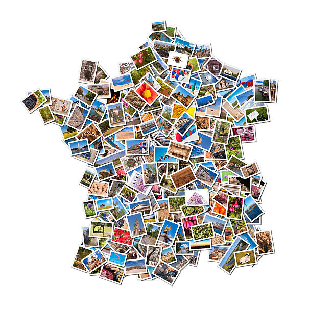 collage de fotos en la forma de francia - mapa fotos fotografías e imágenes de stock