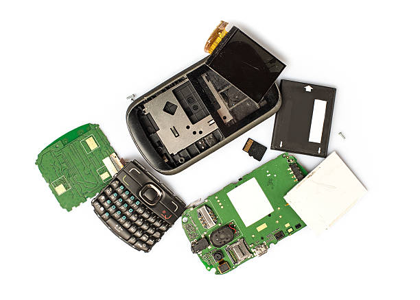istock Disassembled mobile phone parts on white background 466172114