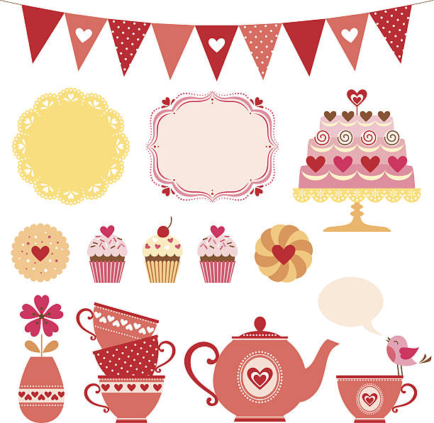 ilustrações de stock, clip art, desenhos animados e ícones de valentine festa de chá - tea afternoon tea tea party cup