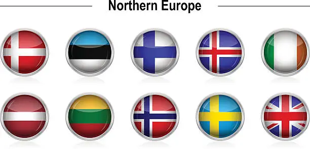 Vector illustration of Flags - Northern Europe