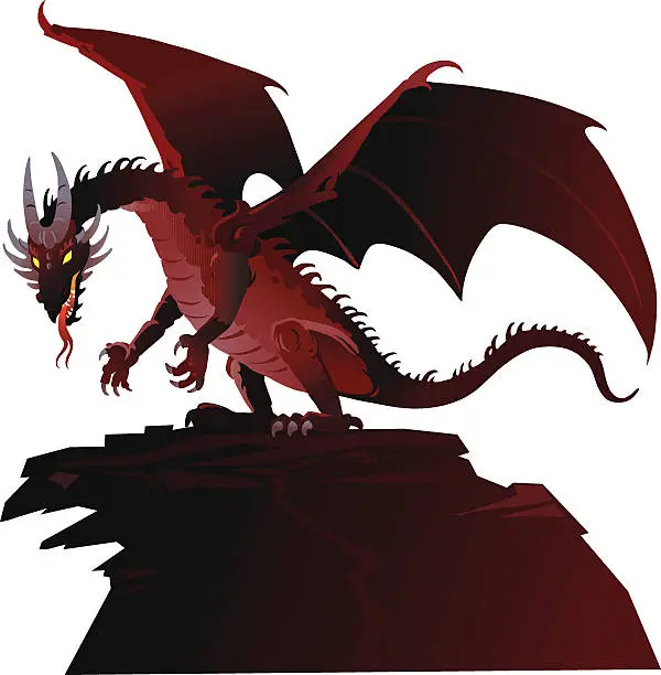 Vector illustration of Ferocious Fairy Tale Dragon