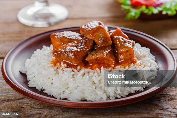 Beef Stew With White Rice And Sauce Stock Photo - Download Image Now - Beef Stew, 2015, Beef