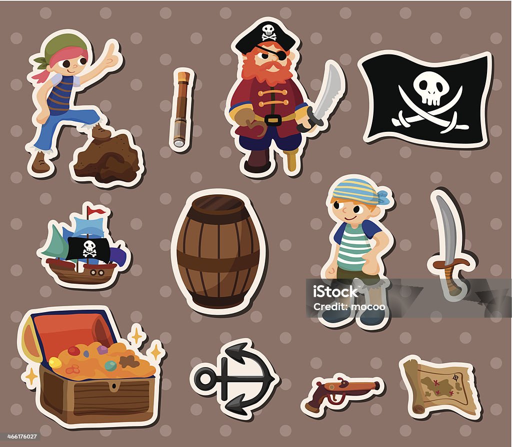 Pirate Stickers Stock Illustration - Download Image Now - Adventure,  Barrel, Clip Art - iStock