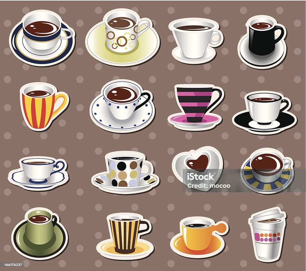 Sticker Set Kopi Stiker Kopi Ilustrasi Stok - Unduh Gambar Sekarang - Asap - Struktur ...