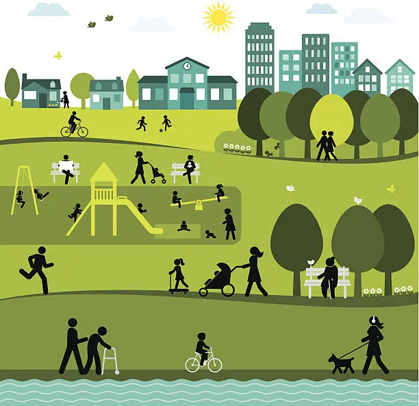 Vector illustration of Day at a City Park