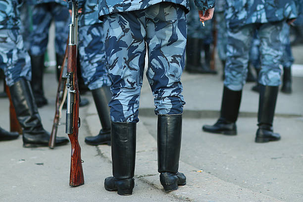 istock Soldiers parade boots feet 466179122
