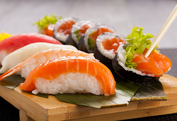 istock The composition of nigiri sushi 466182166